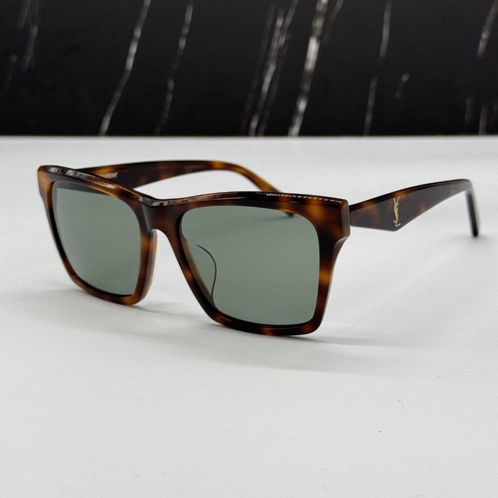 NEW SAINT LAURENT SLM104F 003 WOMEN CAT EYE HAVANA GREEN SUNGLASSES SL M104 003